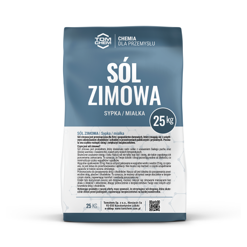 Sól zimowa / przemysłowa 25 kg - najwyższej jakości sól zimowa (sypka / miałka) idealna do walki z oblodzeniem i śliskimi warunkami na drogach i chodnikach.