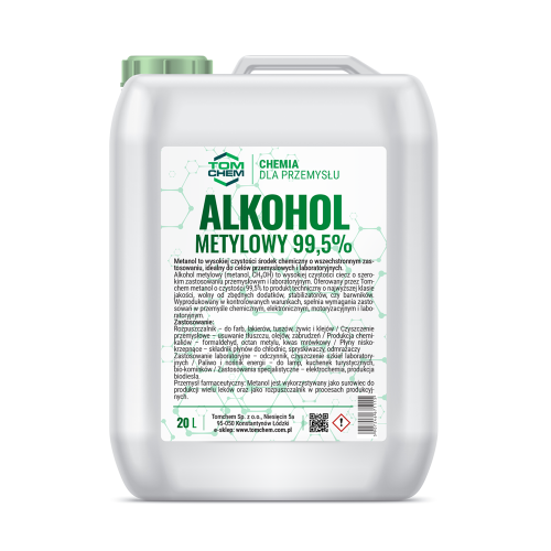 Alkohol metylowy 20 litrów.  Metanol 99,5%. Metanol to wysokiej czystości środek chemiczny o wszechstronnym zastosowaniu, idealny do celów przemysłowych i laboratoryjnych.